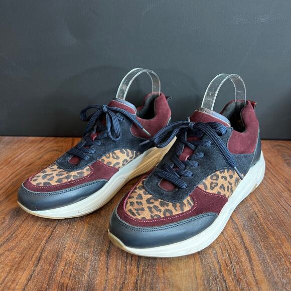 Boden Shoes - Boden Navy Burgundy Leopard Print Sneakers Size 41 US 9 .5